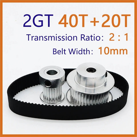 Kick Up Your 3D Printing Game With This Smooth GT2 Timing Pulley And Belt Kit Featuring A Precise 2 To 1 Reduction Gearing Setup For Zero Slip And Superior Performance On Any Build Platform. 2GT 40T+20T pulleys, 10mm belt