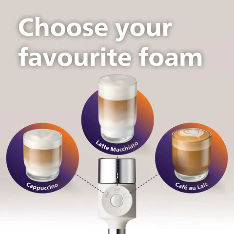 Bean To Cup Espresso Maker Featuring A Built In Grinder And Auto Milk Frother Delivering Thick Microfoam for cappuccino, latte macchiato, and café au lait.