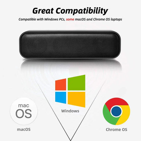 USB Computer Speaker Bar With Stereo Sound And Enhanced Bass, Portable Mini Sound Bar, compatible with Windows, macOS, Chrome OS