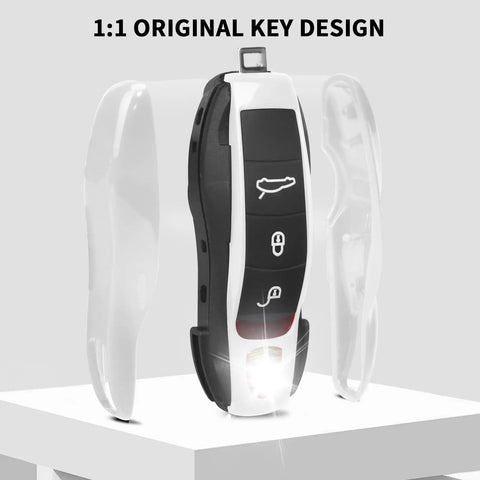 Porsche Key Fob Cover Kit 3 Piece Painted Key Shell Set For Cayenne Panamera Macan 911 Boxster Cayman White Dope Easy Install