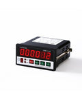 Straight Up Precision Six Digit Digital Programmable Counter Length Meter With Rotary Encoder Measuring Wheel Instrument For Yard Tracking Relay Control showing red display screen and control buttons.