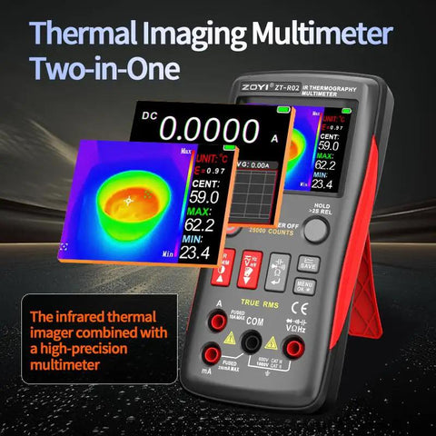 All In One Thermal Imaging And Digital Multimeter For Electricians And HVAC Pros, 96 By 96 IR Resolution, VOx Sensor, 50m Range