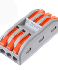 10 Pack Compact Lever Wire Nut Connectors for 3 Circuit Inline Splices 28 12 AWG, Reusable Grey and Orange Connector
