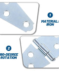 Heavy Duty 6 Pack T Hinges With Mounting Screws For Barn Doors And Gates Built Tough As Nails showing iron material and 180-degree rotation.