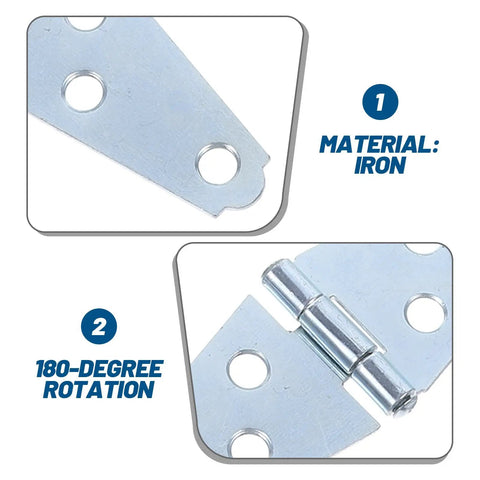 Heavy Duty 6 Pack T Hinges With Mounting Screws For Barn Doors And Gates Built Tough As Nails showing iron material and 180-degree rotation.