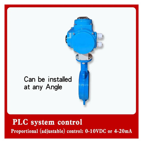 Electric Clip On Butterfly Valve 2 Inch 4-20ma Cast Iron Water Valve With Rubber Soft Seal DN80 D971X-16Q Switch Adjustment High Flow Durable Industrial Grade, side view