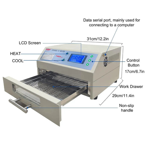 Automatic Reflow Soldering Machine With Hot Air Circulation And Infrared Heater For PCB SMT BGA Rework Drawer open view
