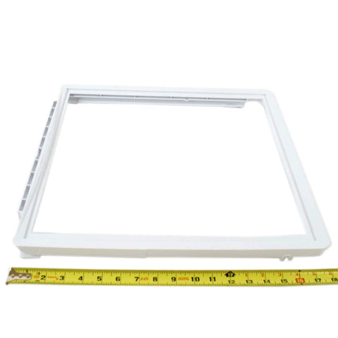 Replacement Refrigerator Drawer Cover 241973101 OEM Part That Fits Most Fridges, shown with a measuring tape for scale.