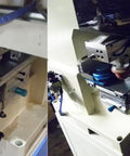 Pro Grade Pneumatic Two Color Ink Cup Label Printing Press For T Shirt Garment Apparel showing workstation with ink transfer and fabric placement.