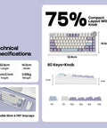 Technical specifications of the Pro Rig Ready Tri Mode Mechanical Gaming Keyboard With A Massive 40Mm Precision Aluminum Volume Knob.