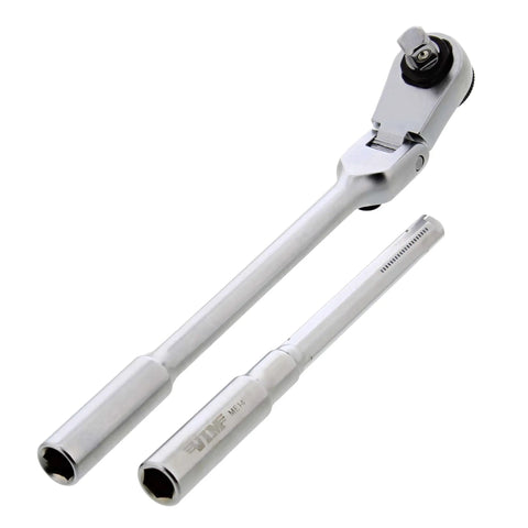 Flex Head Ratchet To T Handle Wrench 3 Piece Set One Quarter Inch Drive Small Ratchet Kit With Socket Extension and Adapter