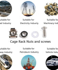 Two Sets Square Hole Cage Nuts With Mounting Screws And Washers, Nickel Plated Iron, for diverse industrial applications