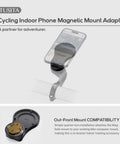 MagSafe Phone Mount Adapter for Indoor Spin Sessions Compatible With Wahoo Bike Mount; shown on bike handlebar with iPhone.