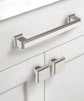 30 Pack Brushed Satin Nickel Cabinet Knobs Square Dresser Drawer Pulls Zinc Alloy Hardware for Cabinets and Drawers