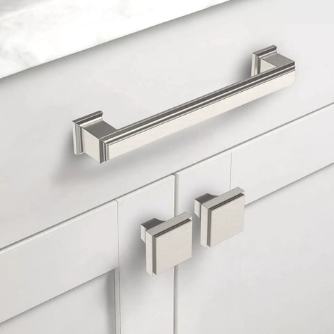 30 Pack Brushed Satin Nickel Cabinet Knobs Square Dresser Drawer Pulls Zinc Alloy Hardware for Cabinets and Drawers