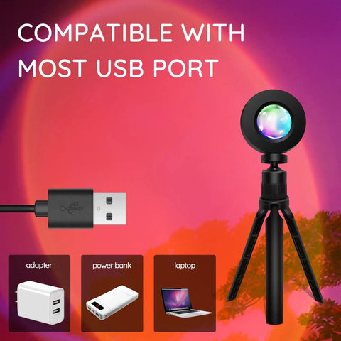 Sunset Lamp Projector With Remote 13 Color Multicolor Night Light USB powered for mood lighting
