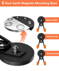 Illustration of Heavy Duty Magnetic Hooks 4 Pack No Drill Garage Organization Hangers showing removable and scratch-free features.