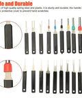 18 Piece Pro Terminal Removal Tool Kit With Ejector And Key Extractor, tools with black handles and protective tips