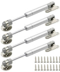 4 Pack 6 Inch 30N Hydraulic Cabinet Gas Springs With Soft Close Lid Support For Tip Up And Drop Down Doors 175mm Total Length Extendable 0 To 45mm Stainless Steel And Nylon Core with mounting screws