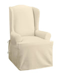 Cotton Duck Wing Chair Slipcover One Piece T Cushion Fit Cozy Woven Look 100 Percent Cotton Machine Washable Natural Color