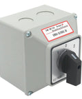 Three Position Rotary Changeover Switch Kit With Box 660V Two Pole 40A IP65 CE Rated 8 Terminals Yellow Fork Terminals Universal Selector