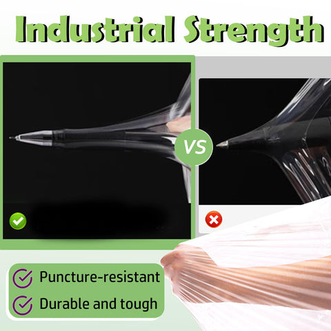 Premium Clear Stretch Wrap Film 4 Inch Pallet Roll With Carry Handle 2000 Ft 80 Gauge Heavy Duty shown in puncture-resistant test.