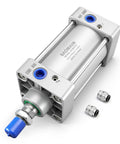 Pneumatic Air Cylinder 3.15 Inch Bore 2.95 Inch Stroke Double Acting Single Rod With Three Eighths Inch Port M20x1.5 Threaded Rod