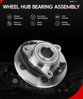 2 Pack Front Wheel Hub Bearing Assembly For Dodge Ram 1500 2012-2018 And Ram 1500 Classic 2019-2022, 5 Lug, With ABS, Forged Steel