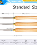 Carbide Tipped Wood Lathe Tools Set 3 Piece Rougher Detailer Finisher With Wood Handle And Diamond Round And Square Indexable Carbide Inserts For Turning Great For Pros And DIYers, displayed horizontally.