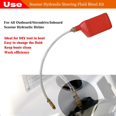 Sea Star Hydraulic Steering Bleed Kit With Bleeding And Filling Hose For Sea Star Systems showing hose connection to marine system
