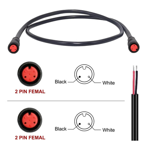 Waterproof Electric Bike Adapter Extension Cable 2 Pin To 2 Pin And 3 Pin To Female Connectors Perfect For Headlights Brakes Gear Sensors And Taillights Red IP66 IPX6 Durable DIY Ride Ready