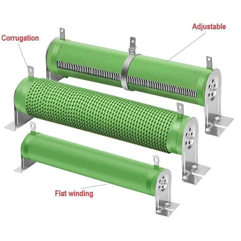 Heavy Duty Beast Mode 300W RX20 Variable Resistor, Adjustable Winding Rheostat for Load Aging and Electrical Testing, showing flat and corrugated windings.