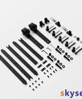 Complete set for 6Ft Sliding Barn Door Hardware Kit With Track, black finish, heavy-duty carbon steel components arranged on white background.