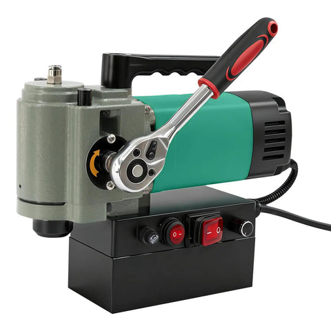 ZHIMAI 1450W Magnetic Drill Press with 1.4 Inch Boring Diameter features a powerful pure copper motor and control panel.