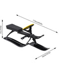 Go Kart Style Snow Sled With Steering Wheel And Brakes For Kids And Adults, 220 Lb Capacity, Two PE Skis dimensions shown