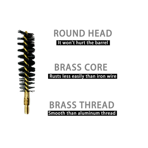 50 Cal Bore Mop Kit With Nylon Bore Brush And Brass Jag, 8-32 Brass Thread, Round Head, Safe For Your Rifle Bore, Gun Cleaning Set