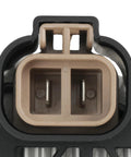 Close-up of 2 prong connector on 90 Amp Alternator For Hyundai Accent 2006 Through 2009 GLS, Rio, Rio5, Tucson 2.0L, Sportage 2.0L.