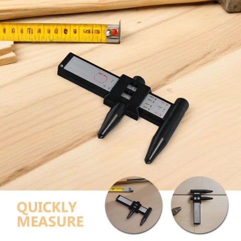 OHPHCALL 2pcs Wheel Hub Diameter Ruler ABS Measuring Tool for Automotive on wood surface for quick measurements.