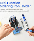 Heated 100W Soldering Iron Kit With LCD Temp Readout And Auto Sleep in use, showing quick heat and adjustable 180C-500C