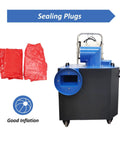 Straight-Up Heavy-Duty Air Duct Dust Collector, 2200W Commercial HVAC Vacuum Pulling 4000 Cubic Meters Per Hour with red sealing plugs.