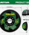 2 Inch HSS Circular Saw Blade Set For Mini Angle Grinders, 5 Pack, 72 Teeth, 50mm Diameter, Ten Millimeter Arbor, product diagram