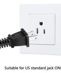 2 Prong Polarized AC Power Cord Replacement For HDTVs And Audio Gear, 6.5 Ft Long, plugged into US outlet