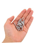 50 Durable Metal Panel Pulling Studs For Auto Body Work in a hand, silver welding pins for dent repair.