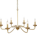Massive 36 Inch Classic Candelabra Farmhouse Chandelier With Six Candle Lights Antique Gold Painted Iron Pendant Ceiling Light