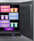 Premium Stainless Steel Under Counter Upright Freezer With True Frost Free Tech And Precise Digital Thermostat For Built In Or Standalone Setup In 24 Inch Kitchens Straight Up Storage Game Changer, filled with gelato and sorbet.