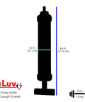 Pro Grade Ultima Vacuum Pump Handle With Gauge And Protective Rubber Cover, dimensions illustration, 1.2 in width, 8.4 in length