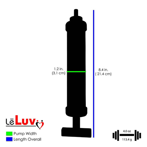 Pro Grade Ultima Vacuum Pump Handle With Gauge And Protective Rubber Cover, dimensions illustration, 1.2 in width, 8.4 in length
