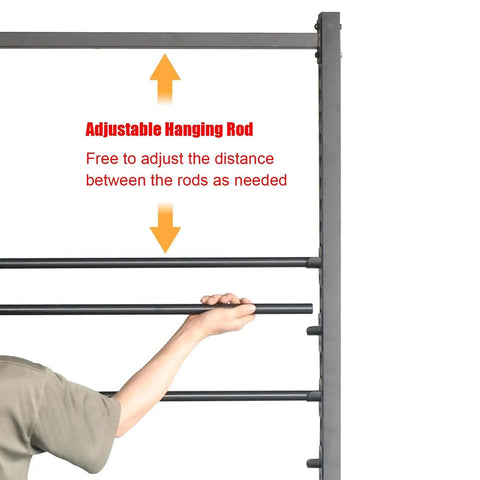 Adjustable rod of Mobile 2/3 Tier Metal Clothes Hanger And Fabric Curtain Sample Display Rack With Wheels, adjustable spacing