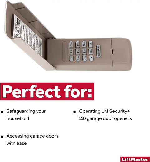 Wireless Keypad For Security 2.0 Garage Door Openers With Yellow Learn Button Easy 4 Digit PIN Entry No Fuss DIY Install Quick Access Pad For Smart Home Garage