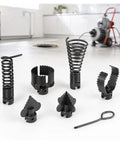 Top Shelf Seven Piece Drain Cleaning Cutter Head For Heavy Duty Auger Replacement with metal spiral and serrated cutters.